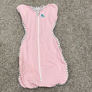 Love to Dream Cozy Pink Sleep Sack with Gray Stripes